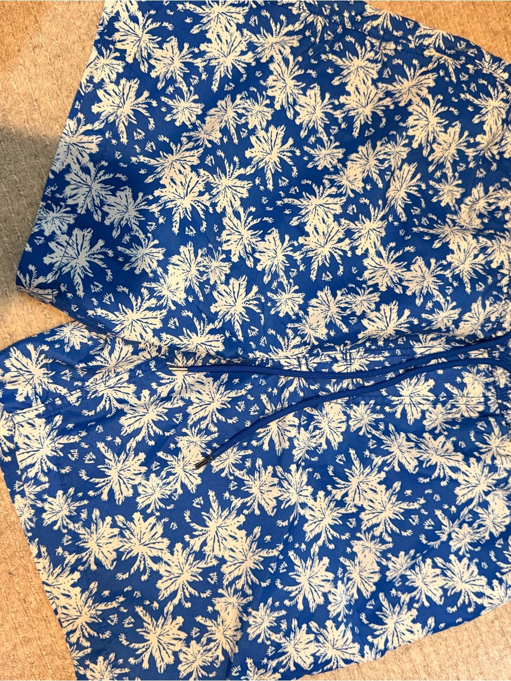 Jack Spade Blue and White Tropical Print Swim Shorts